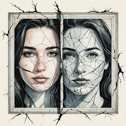 Contrasting Emotions in Cracked Frame