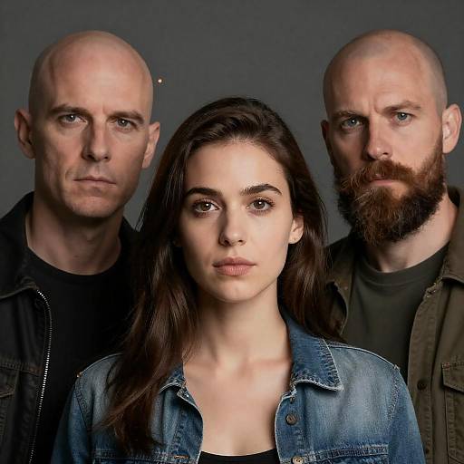 Dynamic Trio in Glowing Orange Background