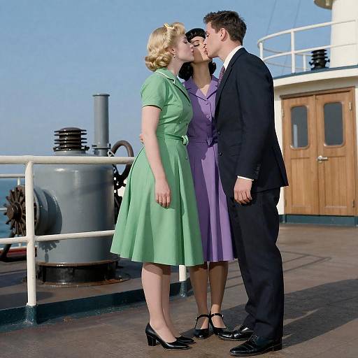 Vintage Shipboard Romance on Sunlit Deck