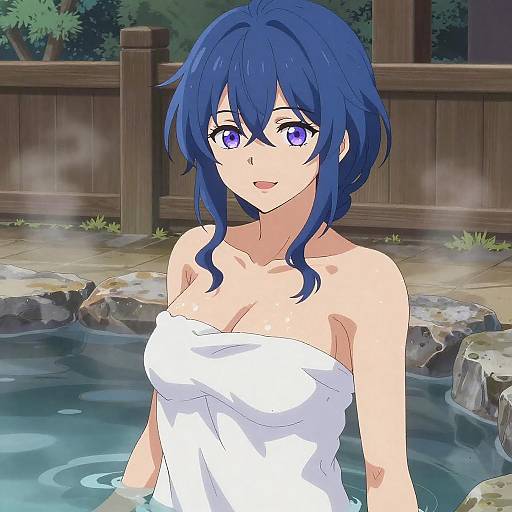 Anime Woman in Onsen Bath