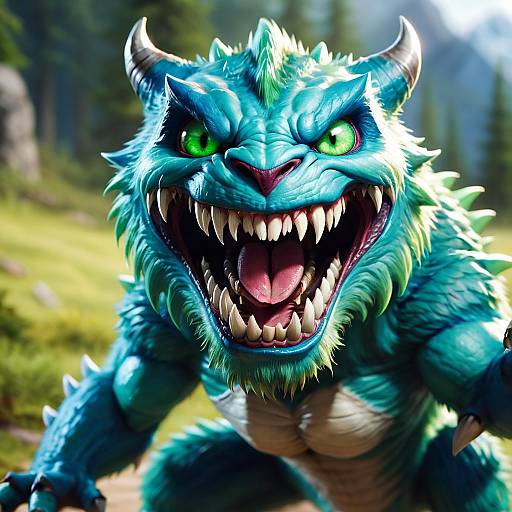 Realistic Monster with Sharp Teeth and Claws