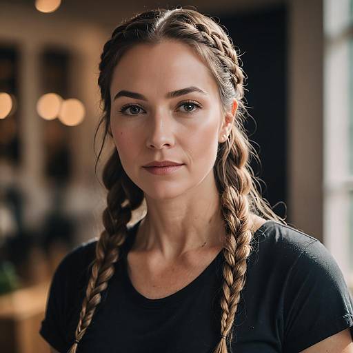 Intimate Chest-Up Portrait with French Braids