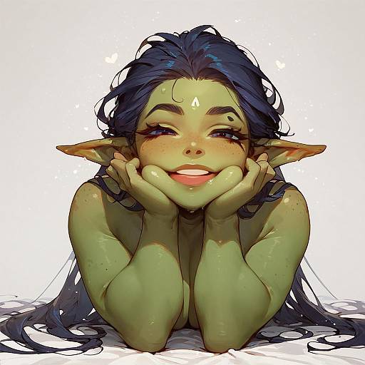 Smug Green Ogre Grinning Full Body