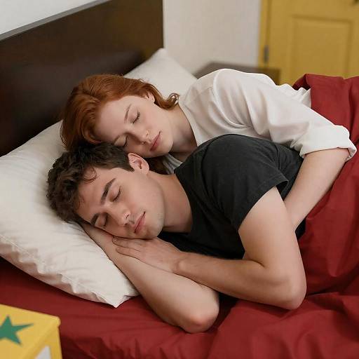 Sleeping Couple with Red Blanket