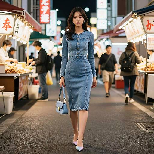 Hourglass Woman in Tokyo Night Market