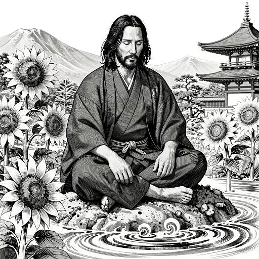 Keanu Reeves in a Serene Japanese Garden