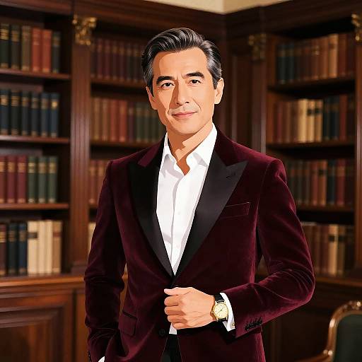 Elegant Middle-Aged Man in Velvet Blazer