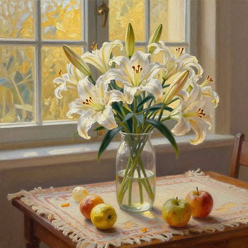 Lyocell Blooming Lilies on Table