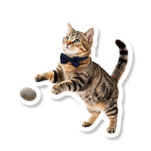 Tabby Cat Leap Die Cut Sticker