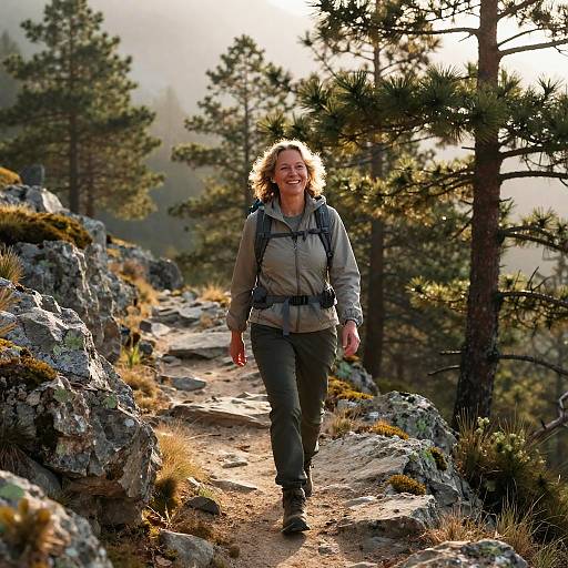 Woman Hiking on Rocky Mountain Trail