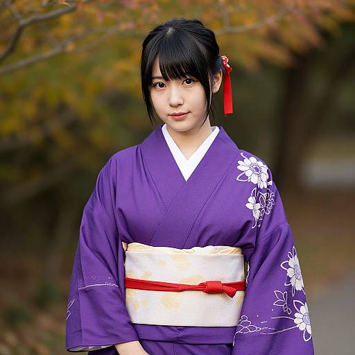 Asian Woman in Purple Kimono