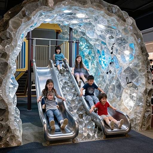 Children Playing Inside a Geode Playground