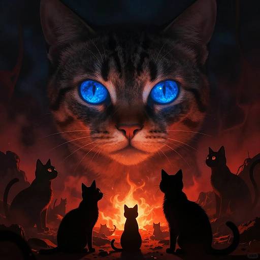Glowing Blue-Eyed Cat's Otherworldly Dreamscape