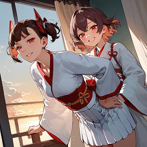 Touhoku Kiritan Sunset Kimono Pose