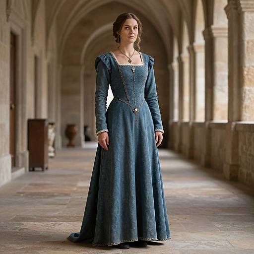 Woman in Medieval Dress Hallway