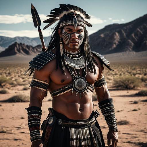 Indigenous Tribal Warrior in Desert