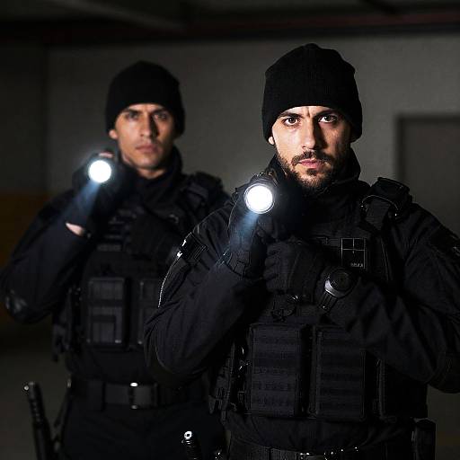 Intense SWAT Officers in Dim Setting