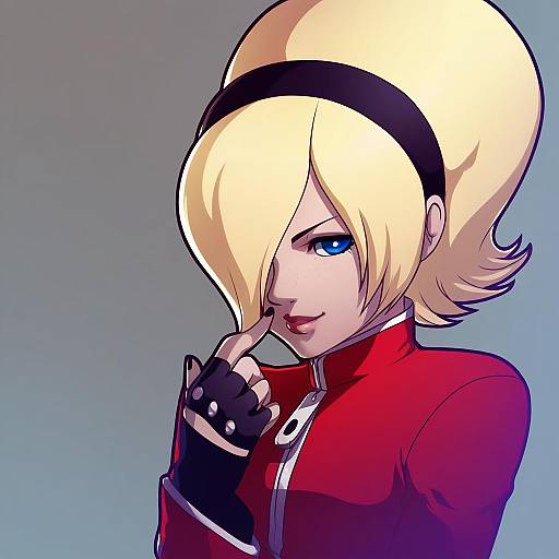 Illustration of Ash crimson, the king of fighters in the style of Mike inel