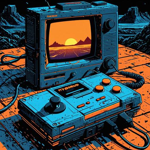 Retro Gaming Console with Sunset Display
