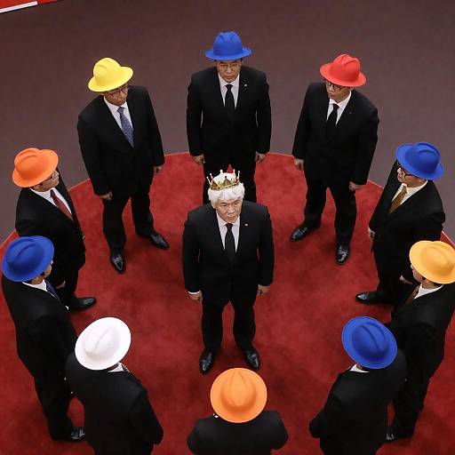 Festive Overhead View of Suited Circle