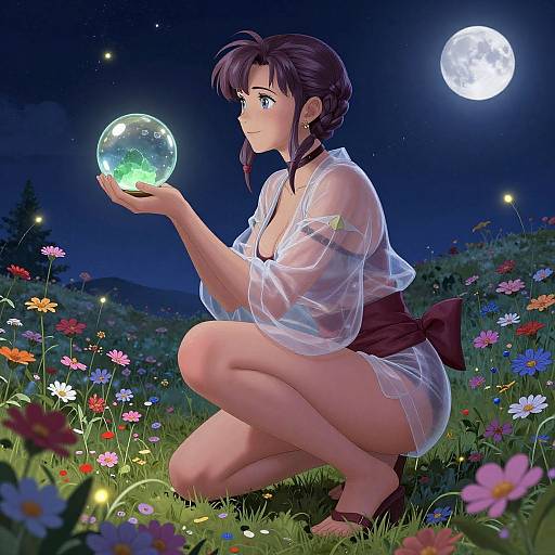 Aerith Gainsborough in Moonlit Wildflowers