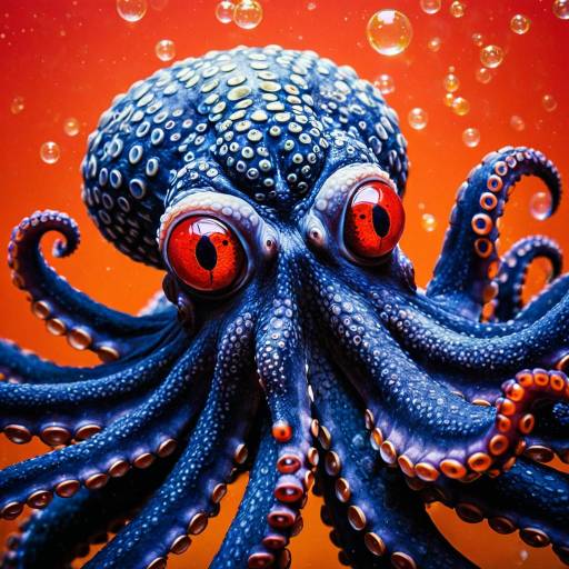 Vibrant Octopus with Red Eyes