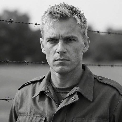 Stern Military Portrait in Black and White