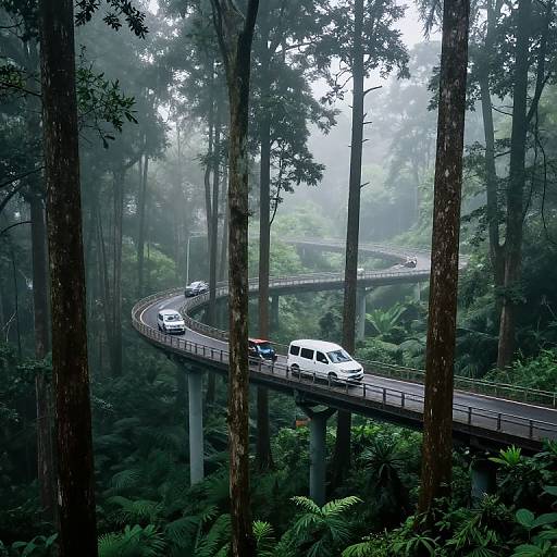 Surreal Elevated Treeway Vehicles