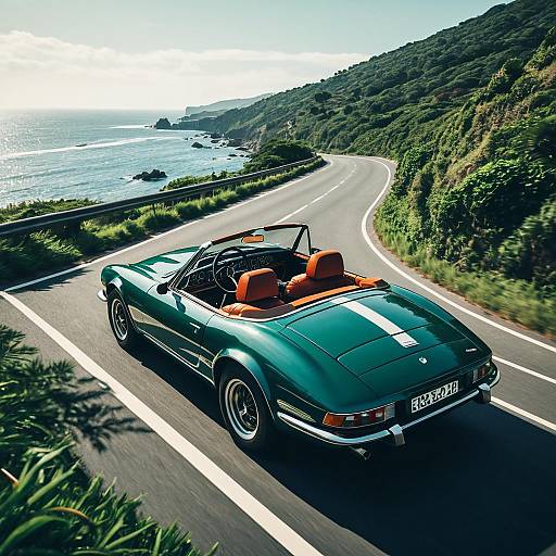 Coastal Drive: Retro Car 3D Scene