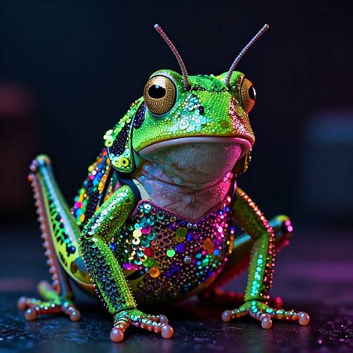 Neon Sequined Grasshopper in Vogue