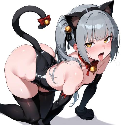 Cute Character with Cat Ears and Tail