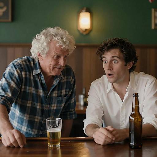 Dynamic Bar Scene with Two Men