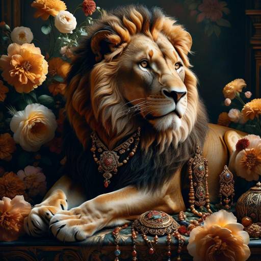 Regal Lion Portrait in Renaissance Style