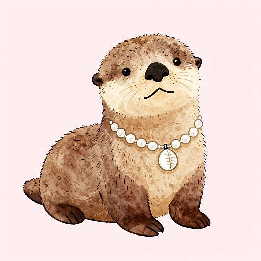 Watercolor Sea Otter Illustration