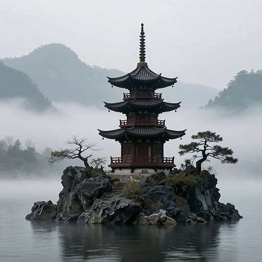 Zen Pagoda on Misty Mountain Island