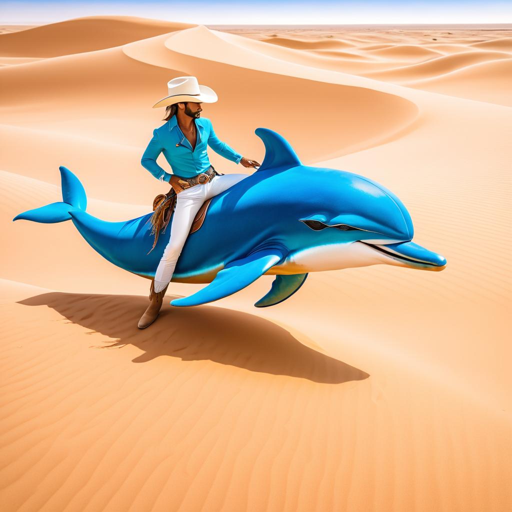 Dreamy Cowboy Dolphin in Desert Serenity