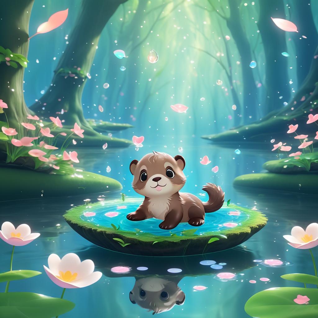 Whimsical Otter Pup in Fantasy Forest