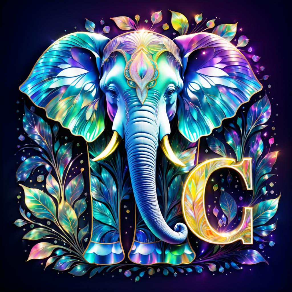 Iridescent Art Nouveau Elephant Design