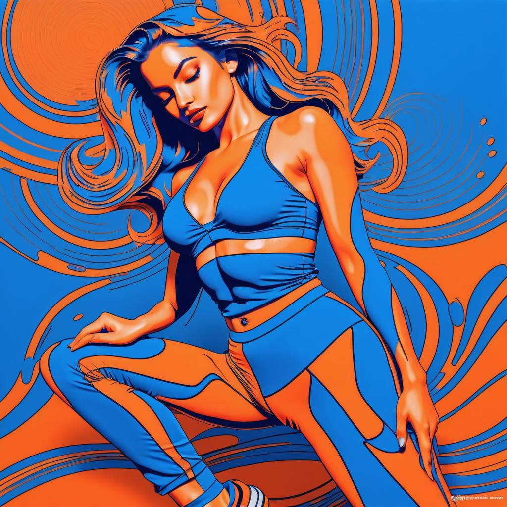 Neon Yoga Woman in Lichtenstein Style