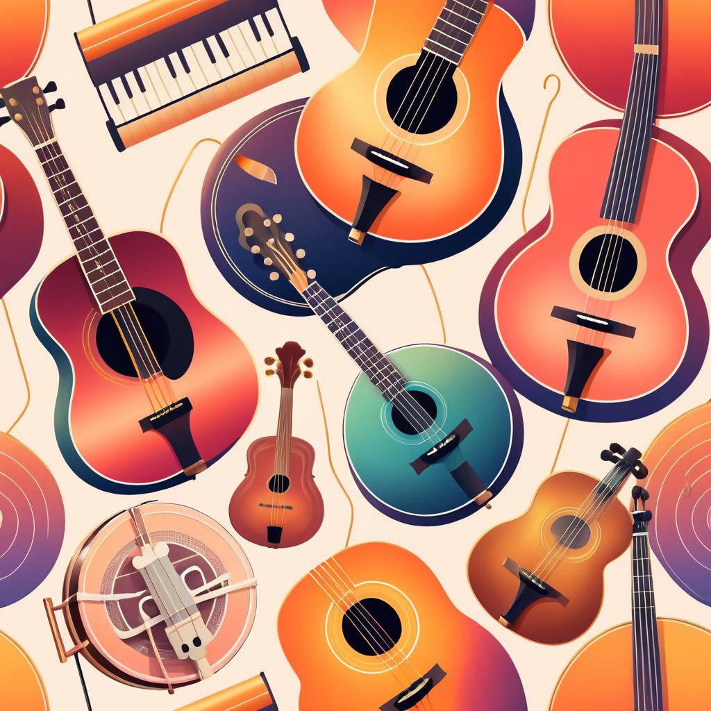 Nostalgic Hand-Drawn Musical Instruments