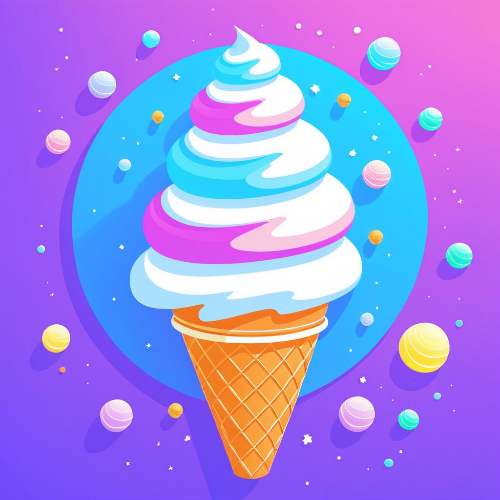 Zero Gravity Ice Cream Cone Illustration