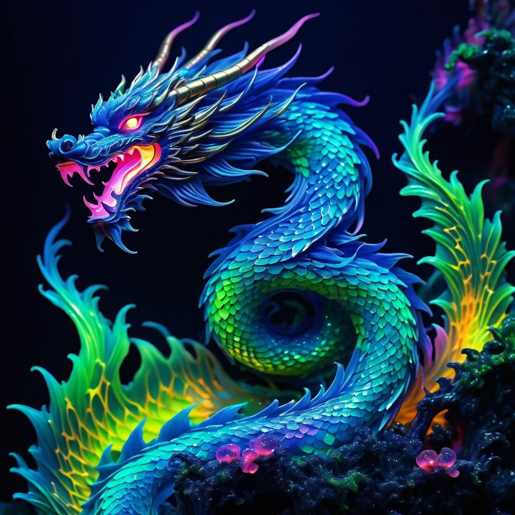 Vibrant Bioluminescent Dragon Art