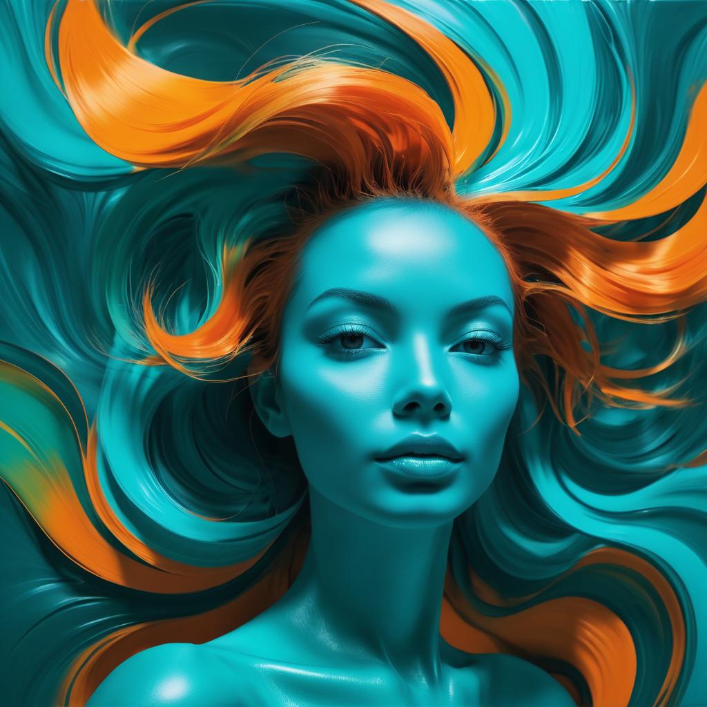 Surreal Woman with Teal and Orange Skin