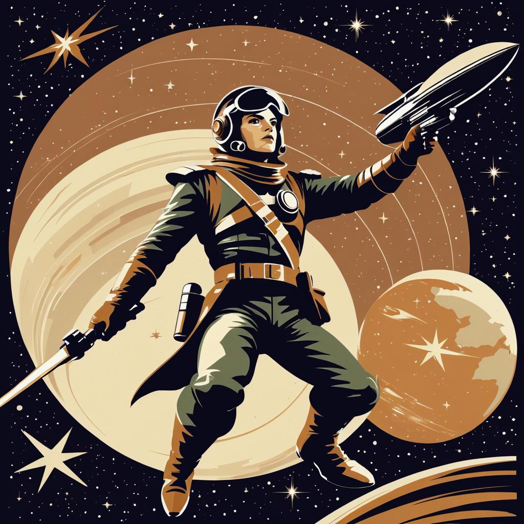 Vintage Space Pirate Retro Sci-Fi Poster