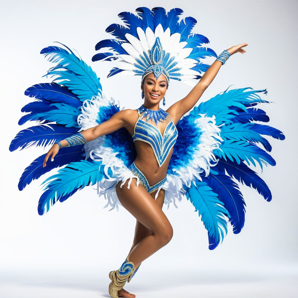 Ecstatic Dancer in Vibrant Samba Costume