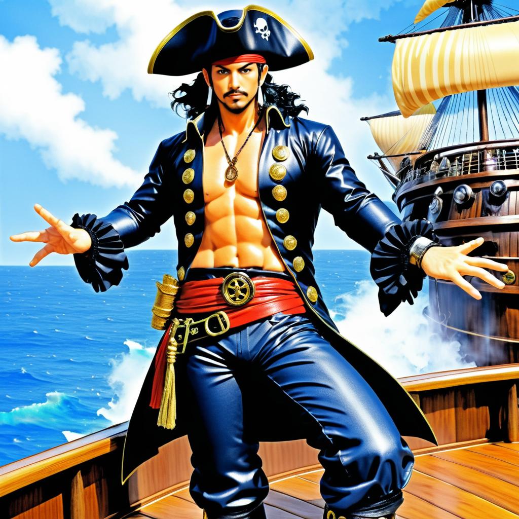 Realistic Pirate Captain in Manga Style