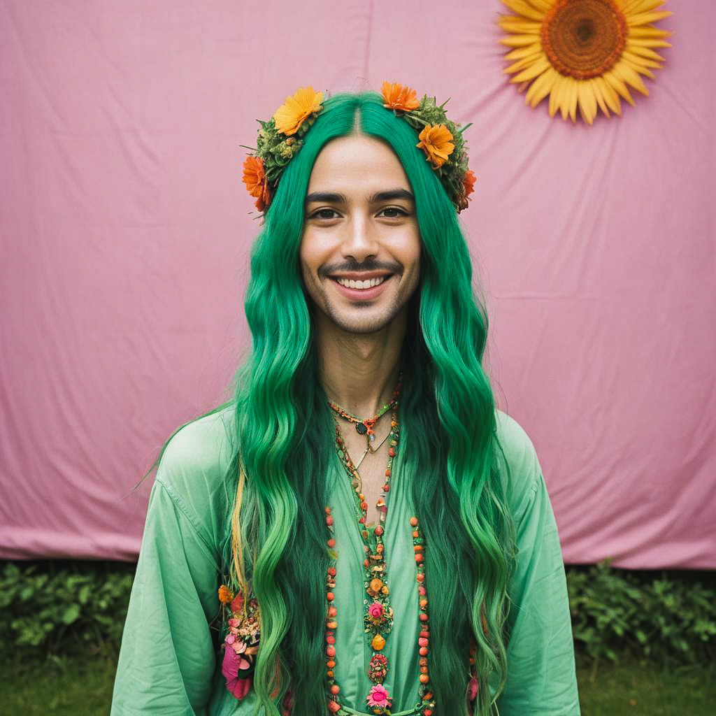 Vibrant Festival Attendee with Green Hair