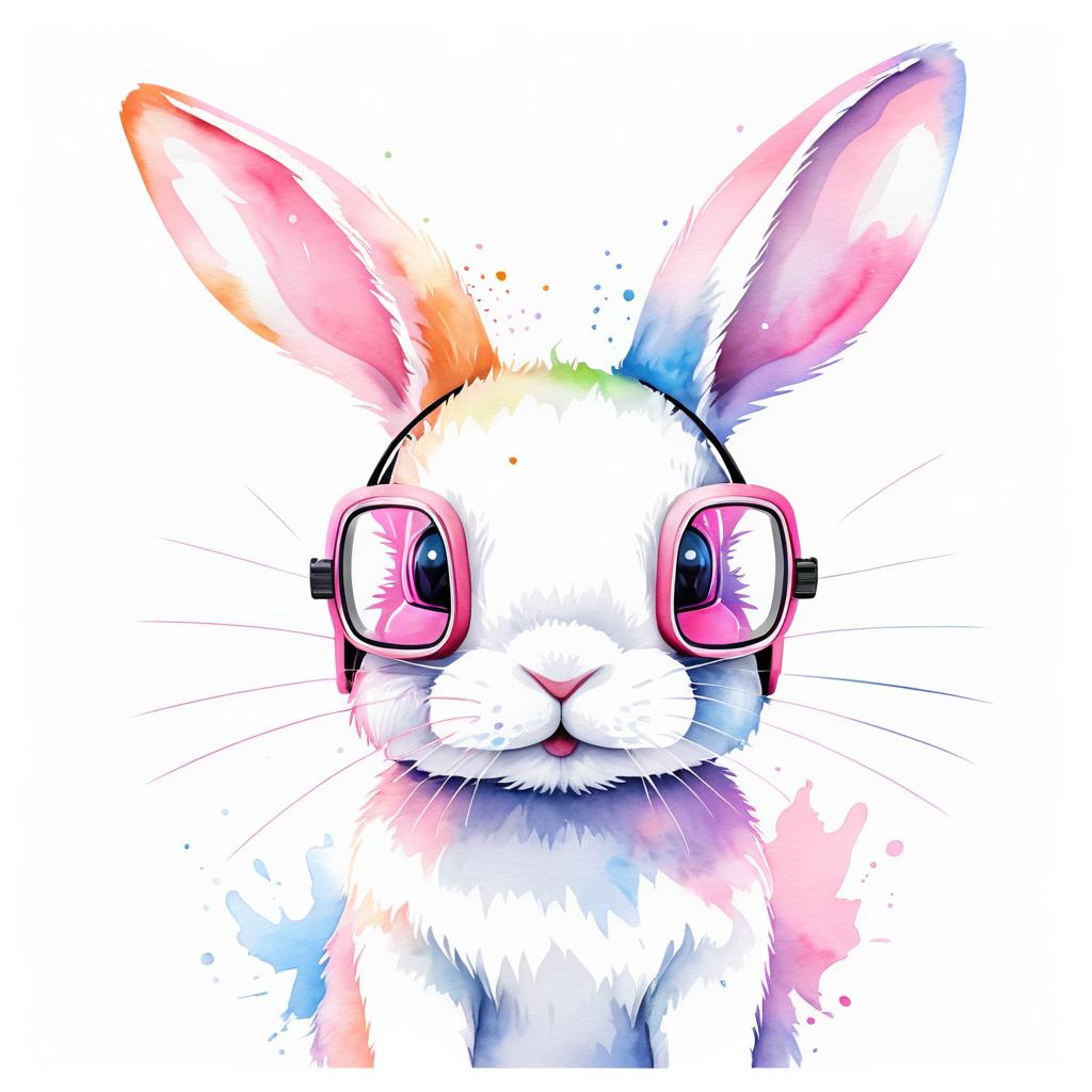 Cute Watercolor Rabbit in Virtual Reality