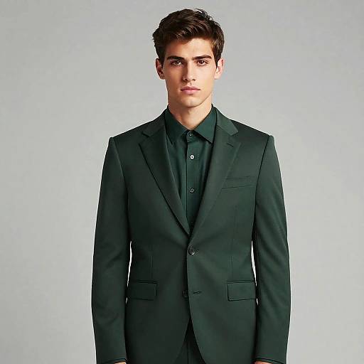 Handsome Young Man in Modern Green Suit