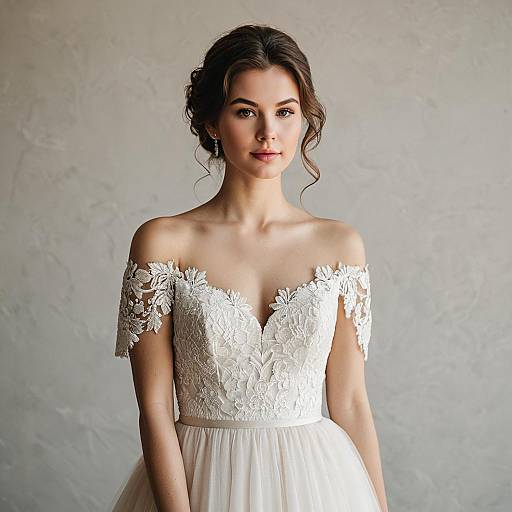 Elegant Bridal Portrait in Lace Wedding Dress